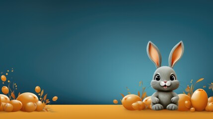 Fototapeta na wymiar Funny Easter bunny illustration with large copyspace - stock photo