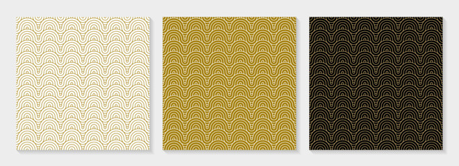 Pattern circle seamless abstract background gold color and line. Luxury geometric line vector.