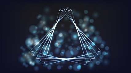 Bright triangular shape dark background vector illustration.