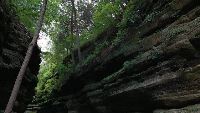 Aerial drone view of Starved Rock State Park 