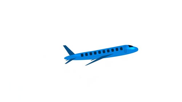 Blue color airplane moving animated