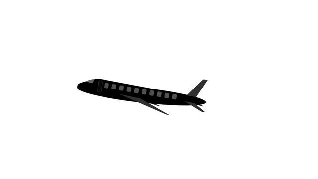 Black airplane moving animated