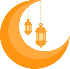 lantern and moon ramadan 