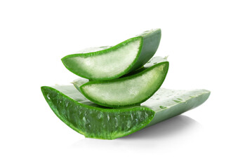 Green aloe vera slices isolated on white