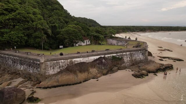 aerial view Fort Nossa Senhora dos Prazeres, Ilha do Mel, Paranagua, Parana, Brazil