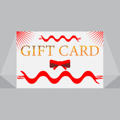 Gift Card Template with  ribbon and white background.