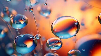 Close-up of delicate bubbles forming unique patterns on a glass surface, with a focus on reflection and refraction of light - created by Generative AI