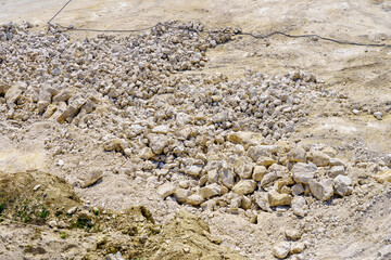 Stone quarry. Background with selective focus and copy space