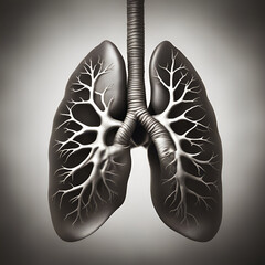 Lungs anatomy on a gray background. 3D illustration. - obrazy, fototapety, plakaty