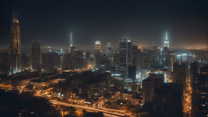 Fototapeta na wymiar Shanghai skyline with skyscrapers at night. China.