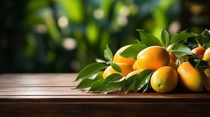 Yellow lemons on a wooden table