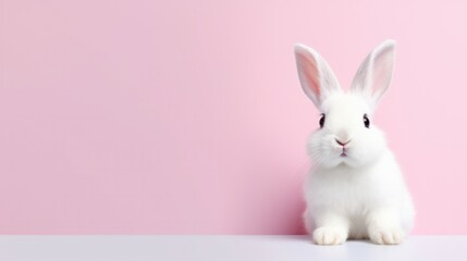 cute animal pet rabbit or bunny smiling and laughing isolated with copy space for easter background, rabbit, animal, pet, cute, fur, ear, mammal, background, celebration, generate by AI