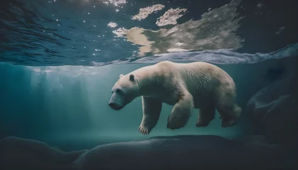 Fototapeten a polar bear looking for fish unsplash  © Kimberly
