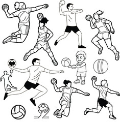 hunball Silhouette, Handball Illustrations, Basketball Player Illustrations,