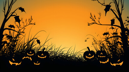 Halloween background wit pumpkins