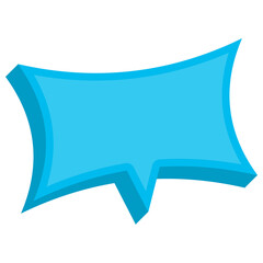 Vector illustration off blue chat bubble with acute rectangle shape on transparent background (PNG). Creative 3D vector illustration