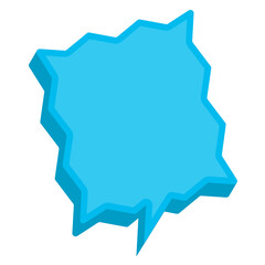 Vector illustration off blue chat bubble with zig zag rectangle  shape on transparent background (PNG). Creative 3D vector illustration