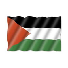 Waving flag of Palestine isolated on white background.