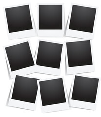 Photo polaroid Collection. Realistic old photo frame isolated on transparent background. Photo frame polaroid isolated on white. Template, blank for your trendy photo