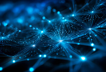 Fototapeta premium Abstract connection points. Technology background. Digital drawing of blue theme