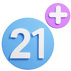 3d number 21+ illustration