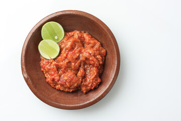 Sambel Terasi, Spicy Tomato Sauce for Indonesian Side Dish Menu.