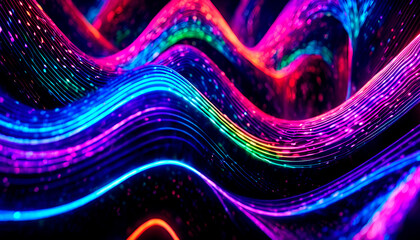 Abstract seamless background of neon light in lines and weaves - obrazy, fototapety, plakaty