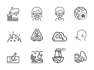 Fototapeta premium Icon set. Vector illustration pollution 