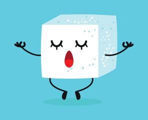 Cute relax sugar character. Funny yoga ingredient cartoon emoticon in flat style. sugar meditation vector illustration