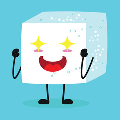 Cute excited sugar character. Funny electrifying ingredient cartoon emoticon in flat style. closet vector illustration