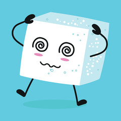 Cute dizzy sugar character. Funny confused ingredient cartoon emoticon in flat style. closet vector illustration
