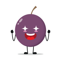 Cute excited passion fruit cartoon. Funny electrifying fruit cartoon emoticon in flat style. closet vector illustration