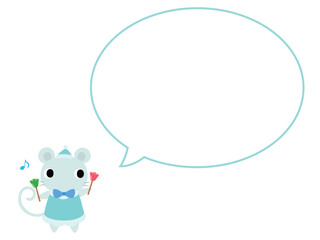 クリスマスコンサートのネズミ　吹き出し付