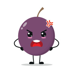 Cute angry passion fruit cartoon. Funny mad fruit cartoon emoticon in flat style. closet vector illustration