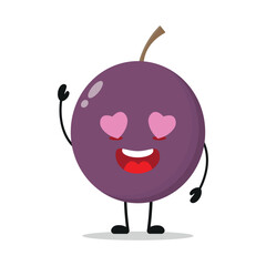 Cute happy passion fruit cartoon. Funny fall in love fruit cartoon emoticon in flat style. closet vector illustration