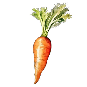 Carrot, watercolor, isolated on white transparent background