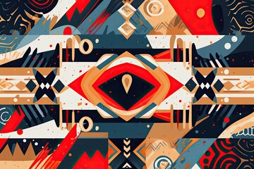 Abstract Design Background: Tribal Patterns and Contemporary Art Elements Fusion, generative AI
