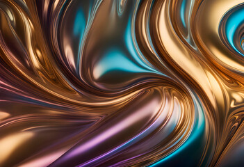 Abstract background of a metallic liquid shimmering with pearlescent colors and glow. photo for advertising