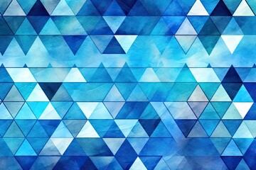 Abstract Geometric Background: Blue Triangle Tessellation in Array of Blues, generative AI