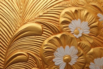 Abstract Golden Background: Intricate Patterns of Gold Leaf on Vintage Art, generative AI