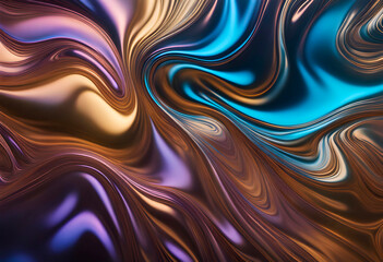 Obraz premium Abstract background of a metallic liquid shimmering with pearlescent colors and glow. photo for advertising