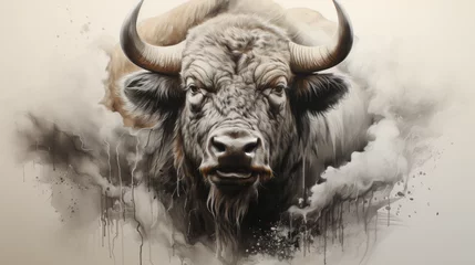 Fotobehang Buffel Pencil drawing of a  buffalo