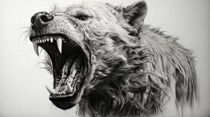 Deurstickers Black and white encil drawing of a hyena © Milan