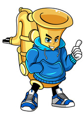 Saxophone cartoon character vector transparent background