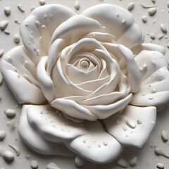 White rose on a white background. 3d rendering. 3d illustration.