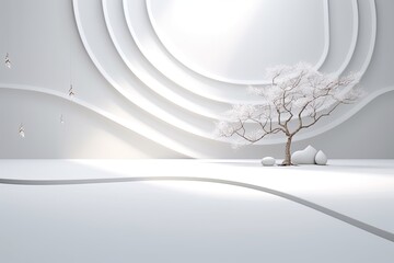 Abstract White Background: Embodying Zen Garden Simplicity and Elegance, generative AI