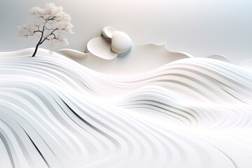 Japanese Zen-Inspired Abstract White Background: Simplicity & Elegance of a Zen Garden, generative AI