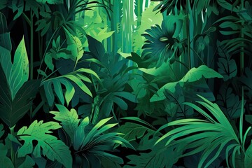 Green Abstract Background HD: Lush Tropical Rainforest - Capturing the Vibrant Beauty, generative AI