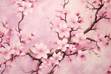 Pink Abstract Background: Capturing the Allure of Cherry Blossom Bloom in a Gentle Reflection, generative AI