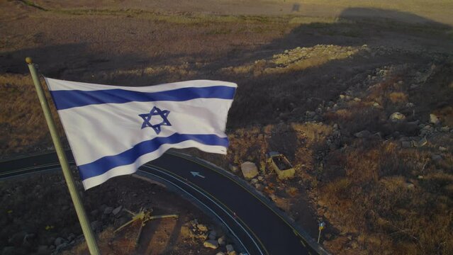 The Israeli flag found on a volcano where they built a bunker with large combat equipment, the site of one of the most critical battles of the Yom Kippur War on 1973